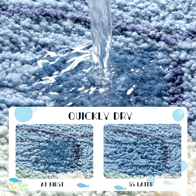 WREWING Ocean Animal Play Mat 20x33 Inch, Cute Animals Large Non Slip Super Soft Plush Area Rug for Kids Room Playroom Nursery Bedroom, Educational Washable Circular Floor Mat for Home Room Decorative - Image 5